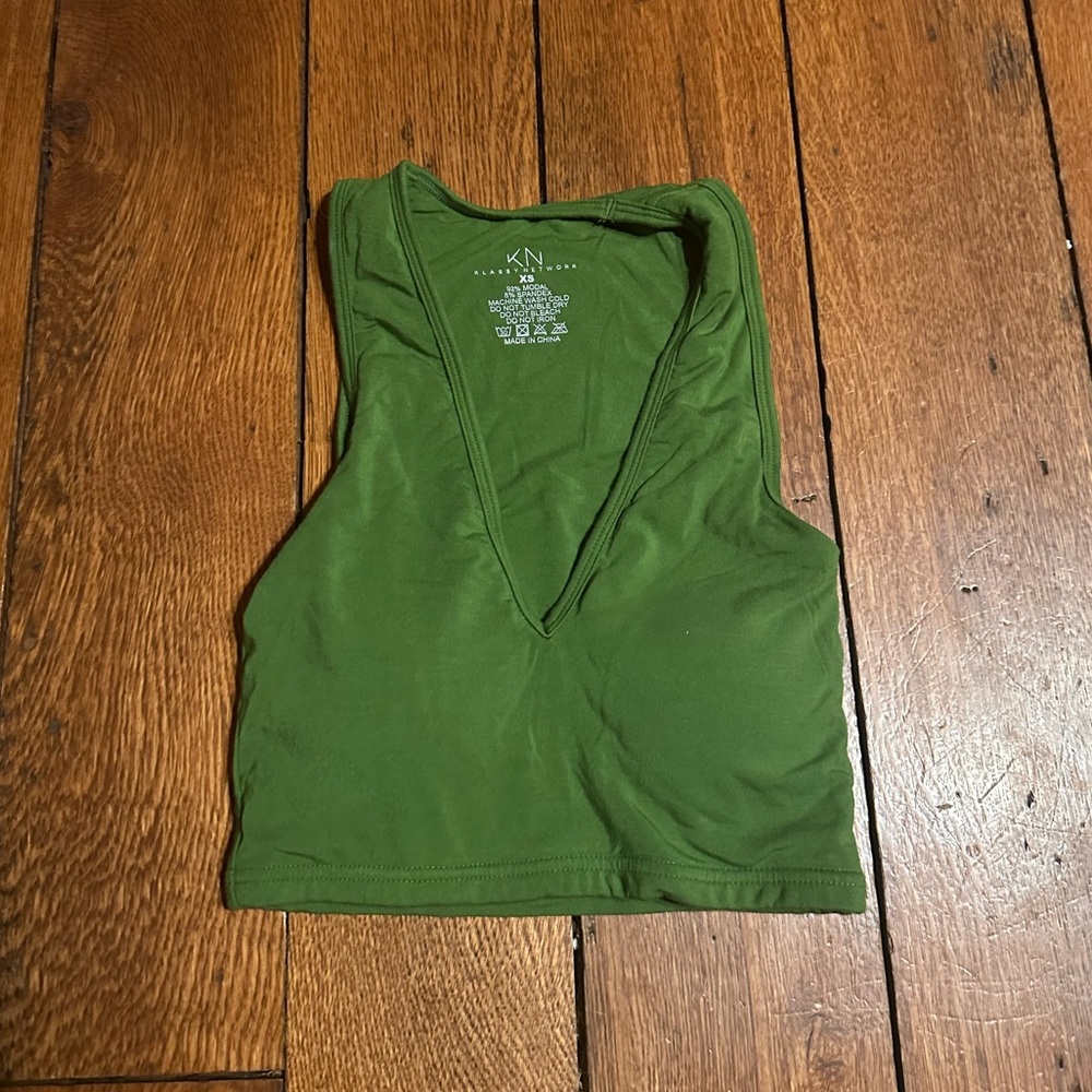Klassy Network Forest Green V-Neck Tank Top